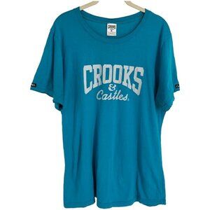 Crooks &  Castles Blue Logo Print Short Sleeve women’s Graphic T-Shirt size L
